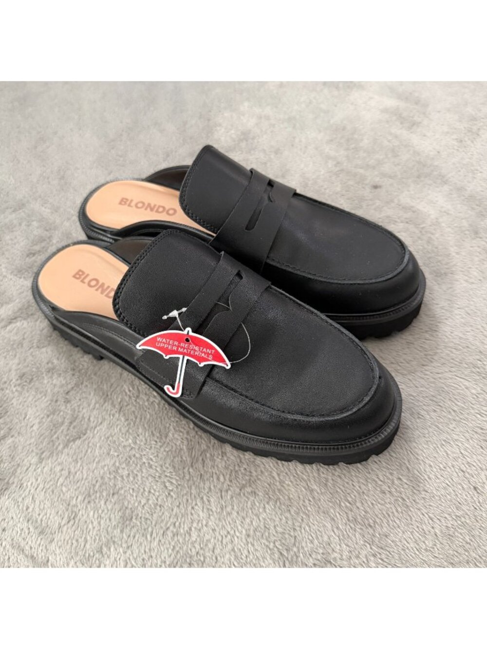 NWT Blondo Black Penny Loafers Mules Womens 8.5 Leather Waterproof 2026